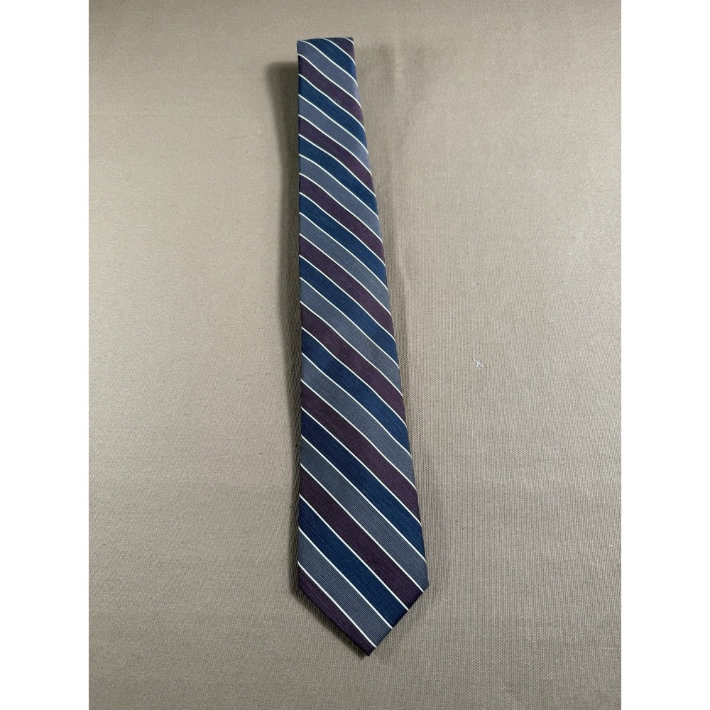 Lilly Dache Luxury Tie Retro Blue Striped Silk Blend‎ Necktie Classic